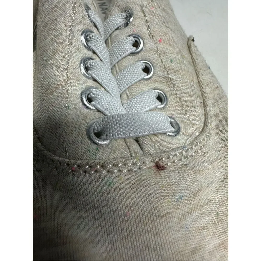 Old Navy Linen Lo Tops Lace Up Sneakers Kids Size 1 Natural Beige Canvas Tan